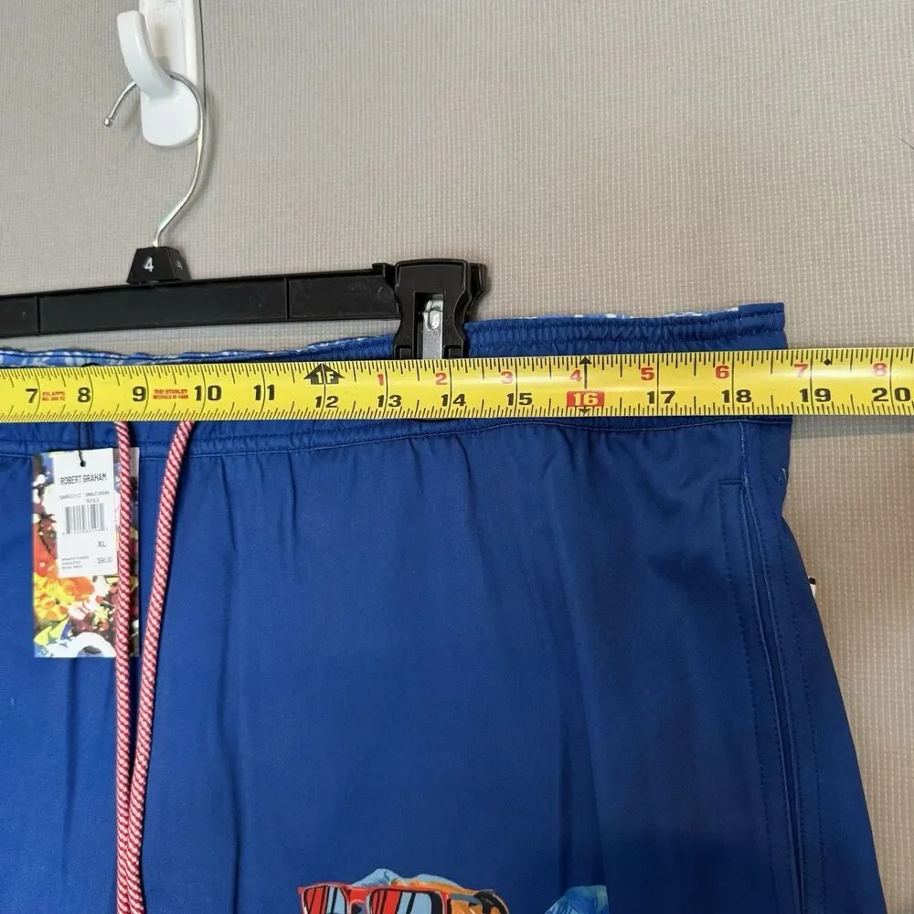 Robert Graham True Blue ‘Bulldog w/Shades’ Swim Trunks Men’s Extra Large NWT $98